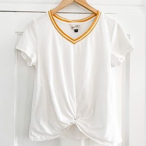 Knot front white t-shirt